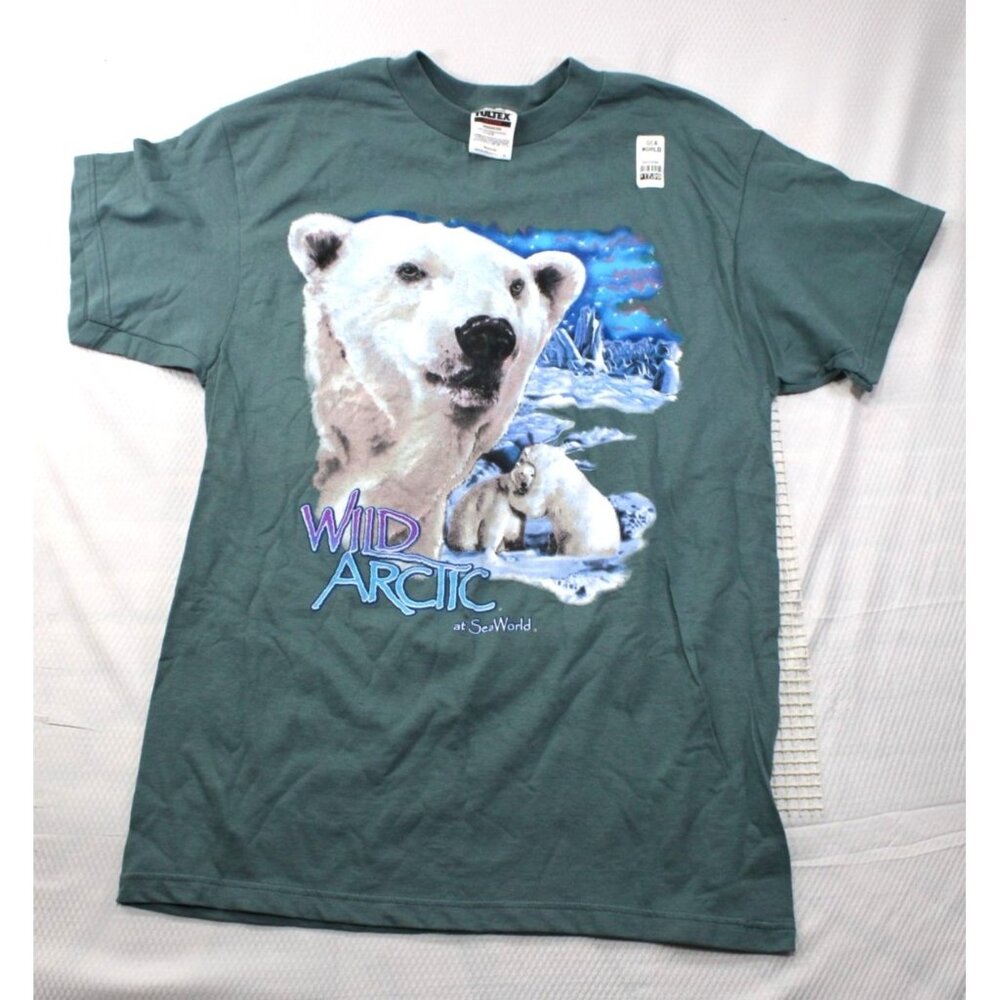 NWT VTG 90's Wild Arctic SeaWorld Polar Bear Graphic Tultex Tee Shirt Medium